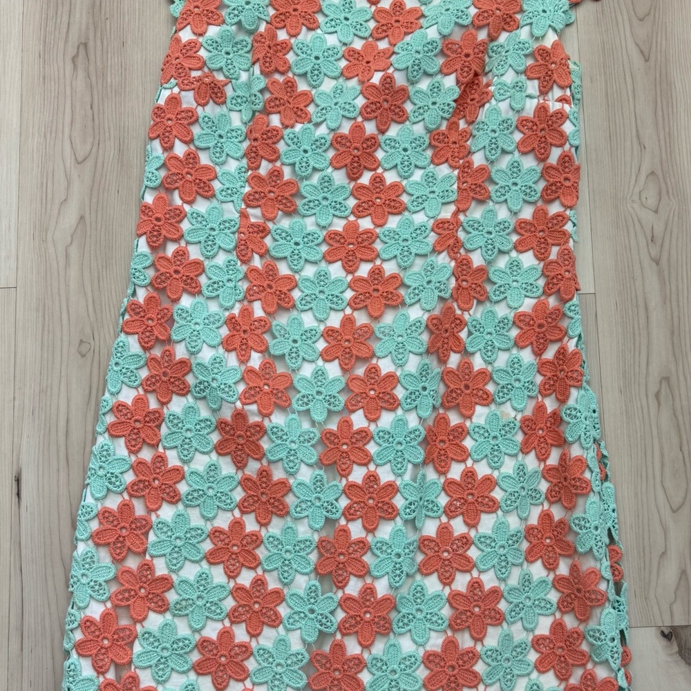 Lilly Pulitzer Coral and Teal Lace Dress size 10